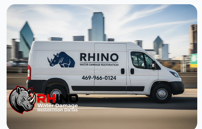 Rhino Water Damage Restoration vehicle Dallas TX